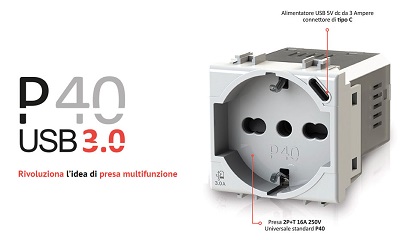 Presa Schuko con USB 3.0 P40